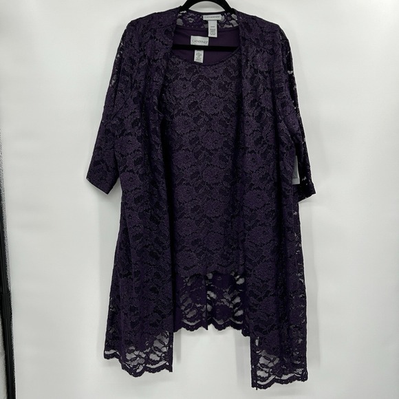 Catherines Tops - Catherines Lace Tank and Duster Set Size 22WP Purple Mature Feminine Romantic